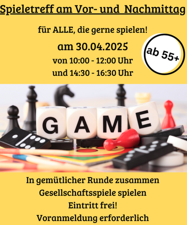Spieletreff am Vor- und Nachmittag