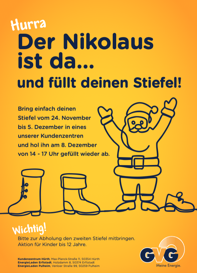Weihnachtsfreude für kleine GVG-Fans Saubere Schuhe in den GVG-Kundenzentren abgeben und gefüllt wieder abholen