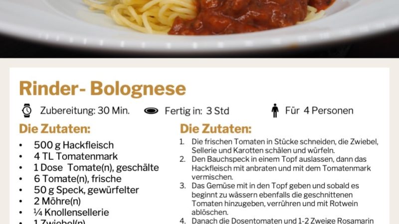 Rezepte von Horst Günter Struzina: Rinderbolognese á la Mamma