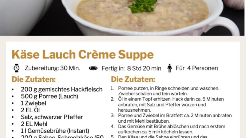 Käse Lauch Crème-Suppe