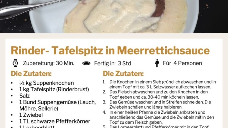 Rinder-Tafelspitz in Meerrettichsauce